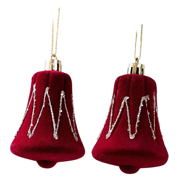 2 adornos colgantes para árbol de Navidad, decoración para árbol de Navidad, suministros para fiestas, accesorios para fotos Campana
