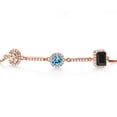 thumbnail image 2 of Gem Stone King 1.71 Ct Oval Peach Morganite Swiss Blue Topaz 18K Rose Gold Plated Silver Bracelet for Women, 2 of 4