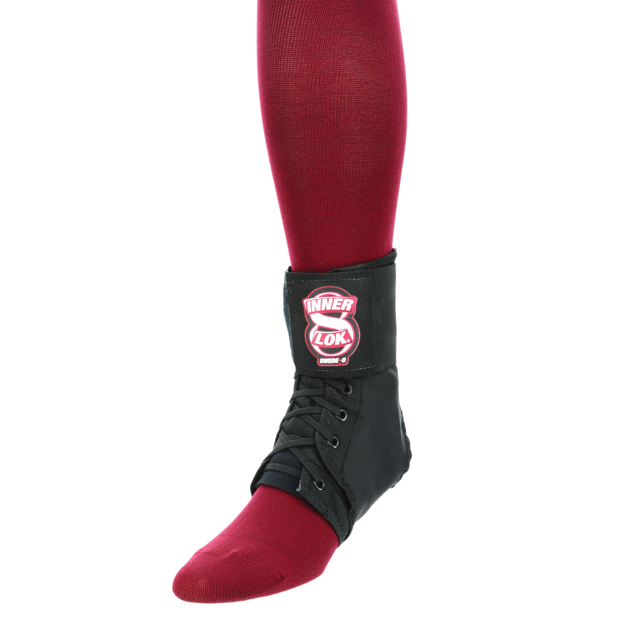 Swede-O Inner Lok 8 Laced Ankle Brace, Quick Release Strap- Black, Small