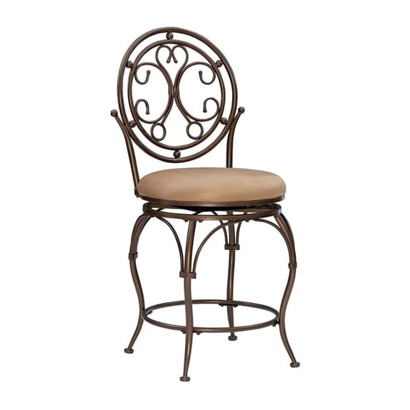 Bowery Hill Metal Bronze Counter Stool Round 24" Swivel Cushioned Seat Assembly Required