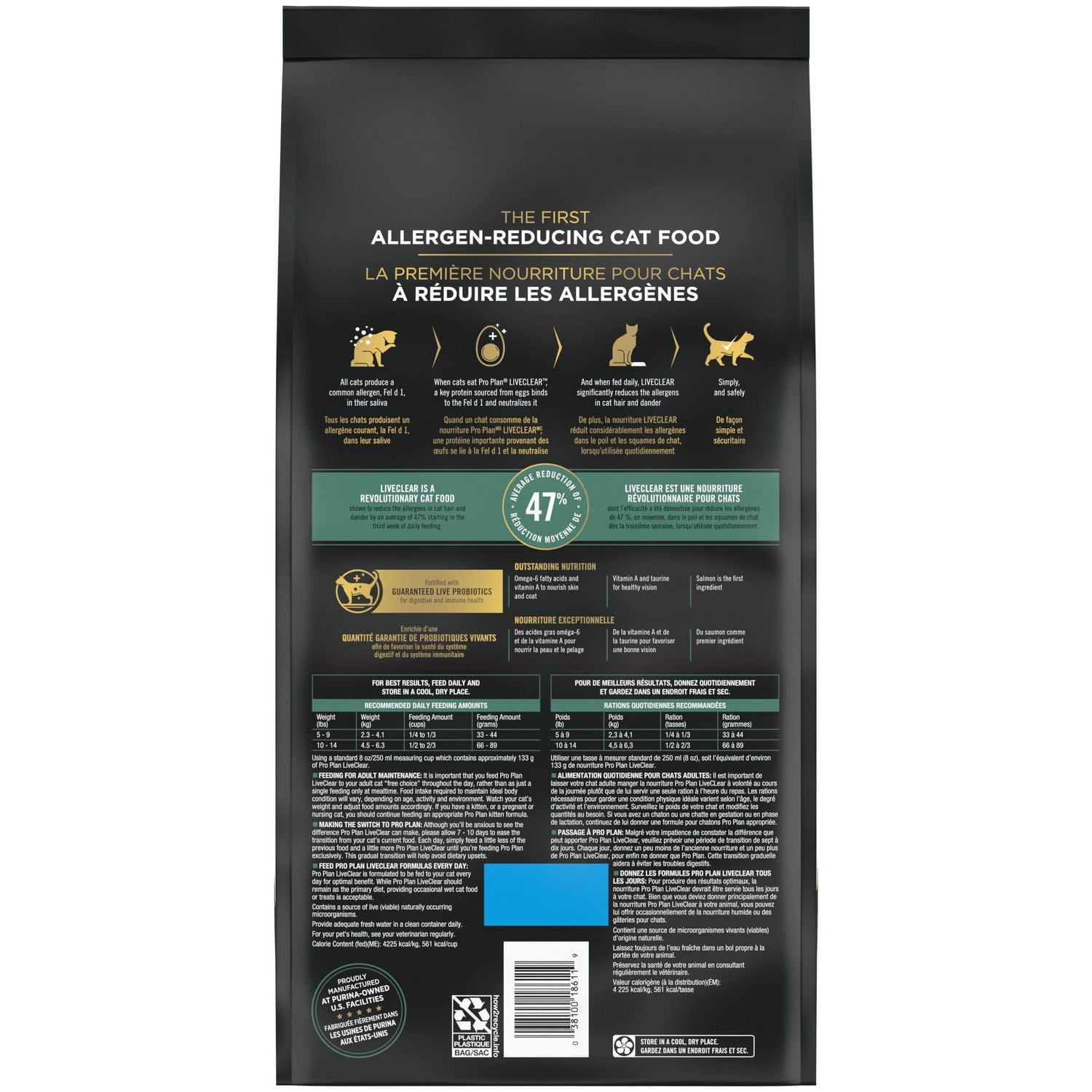 Purina Pro Plan LiveClear Formule Saumon et Riz, Nourriture Sèche pour Chats 3,18 kg