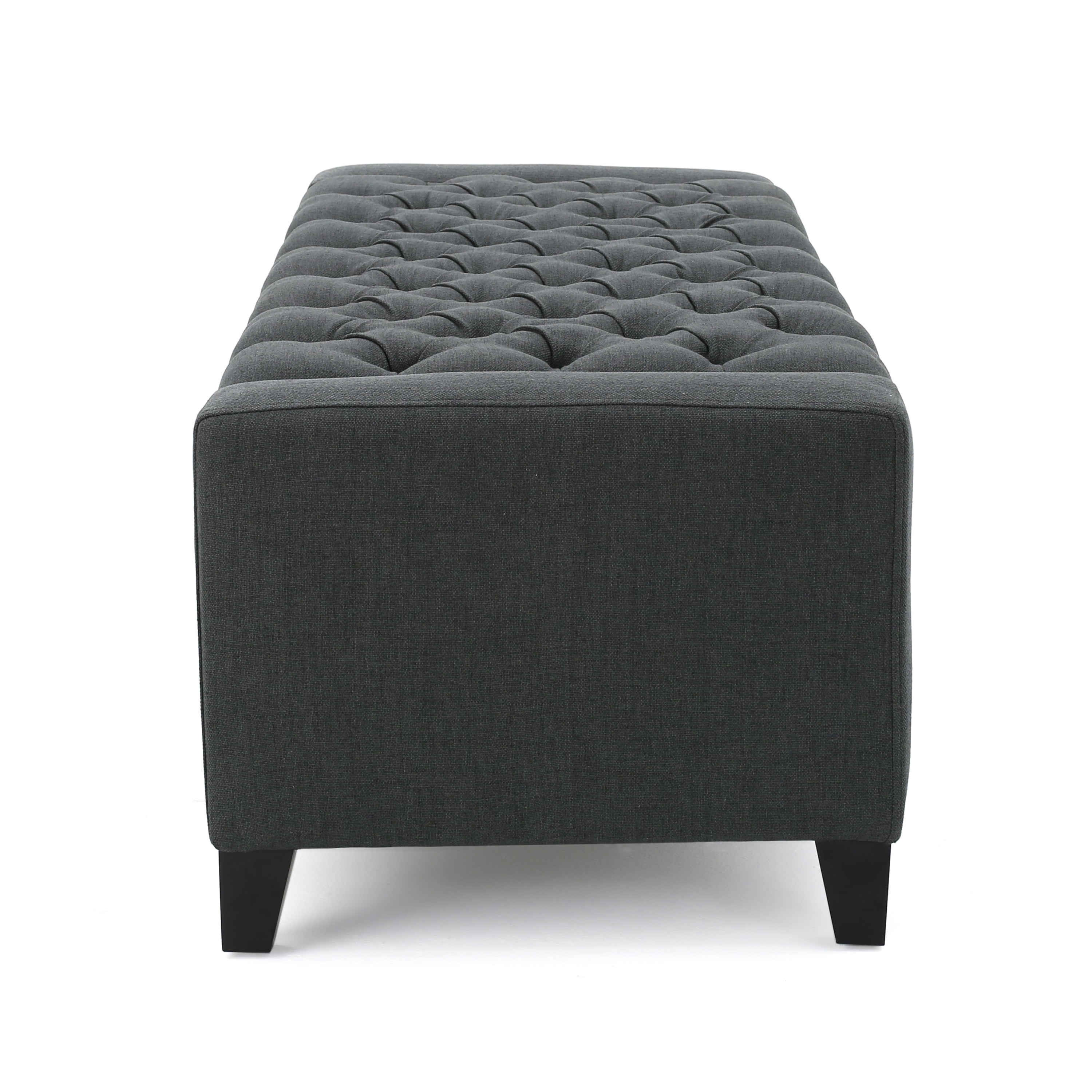 Noble House Hannah Dark Grey Fabric Storage Ottoman