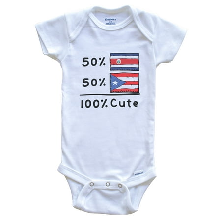 

50% Costa Rican Plus 50% Puerto Rican Equals 100% Cute Costa Rica Puerto Rico Flags Baby Bodysuit