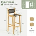 thumbnail image 3 of Costway 2 PCS 30" Teak Wood Bar Chair with Backrest & Footrest Bar Height Chair for Deck, 3 of 7