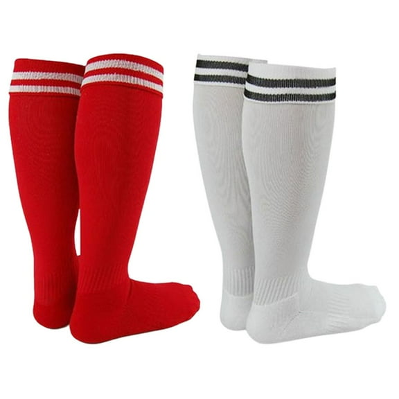 Lian LifeStyle Exceptional Girl's 2 Pair's Knee High Sports Socks for Soccer, Softball, Baseball, and Many Other Sports XL002 Size L, Color Red, White