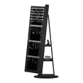 thumbnail image 3 of Jewelry Cabinet, Rotating Jewelry Armoire, Full Length Mirror with 360° Swivel Base, Lockable Storage, 30 Necklace Hooks, Ring Slots, Acrylic Shelf, Black for Bedroom Closet Dressing Room, 3 of 11