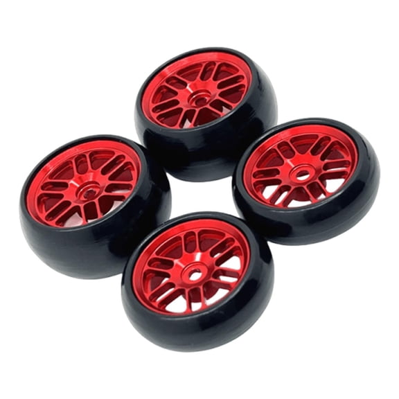 4 Pieces RC Car Tires Simulation Wheels Aluminum Rim Durable Upgrade for 1/24 Micro-b Model DIY Enthusiasts