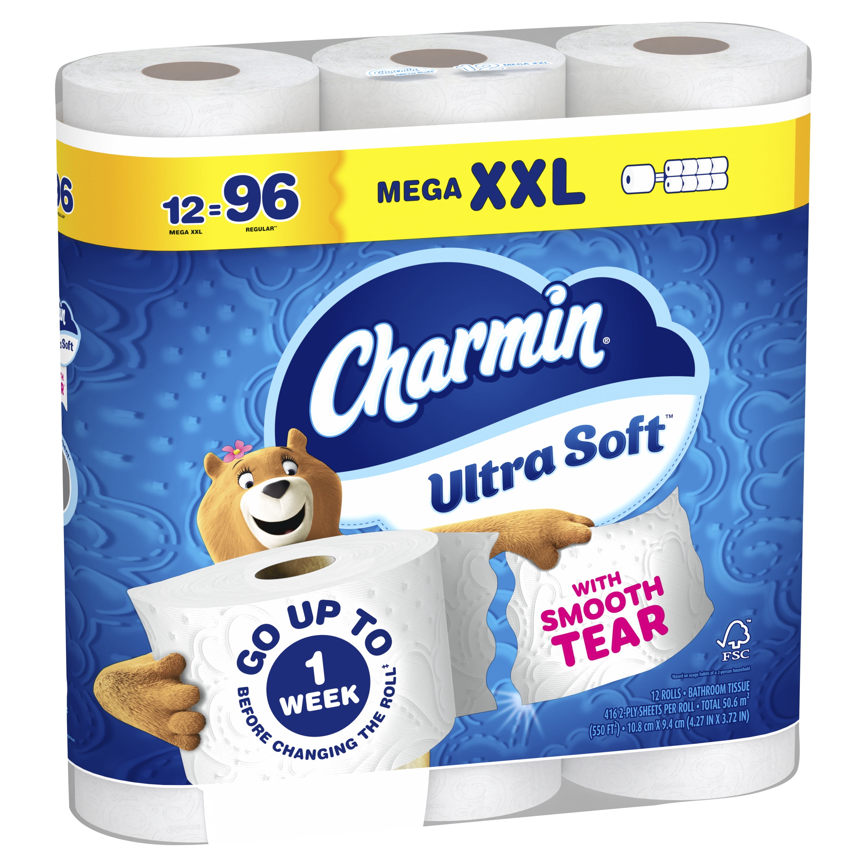 Charmin Ultra Soft Toilet Paper, 12 Mega XXL Rolls, 2-Ply Bath Tissue