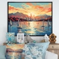thumbnail image 2 of Designart "Sunset Sail at Vancouver Port" Oversized Coastal Framed Wall Art - Coastal Blue Coastal Port Entryway Framed Wall Art, 2 of 7