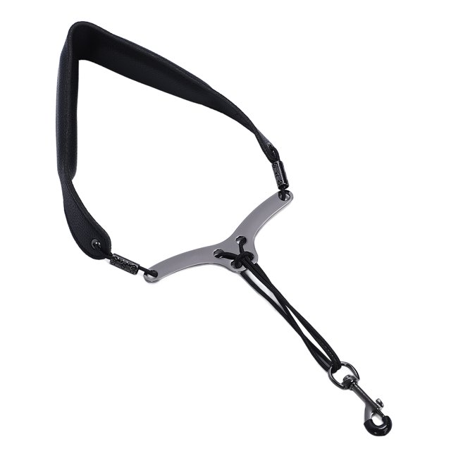 Correa para el cuello para saxofón, correa ajustable de cuero para el cuello para saxofón alto con gancho de metal giratorio para clarinete baJo alto tenor