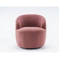 thumbnail image 5 of Swivel Barrel Chair, Teddy Fabric Accent Armchair with Stable Metal Base, 360 Degree Swivel Round Club Chair, Single Leisure Chair for Living Room Bedroom Office, 25.2''L x 25.2''W x 28''H, Red, 5 of 7