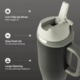 thumbnail image 3 of TAL 40oz Stainless Steel 2-in-1 Straw and Chug Tumbler with Push Lid and Handle, Black, 3 of 9