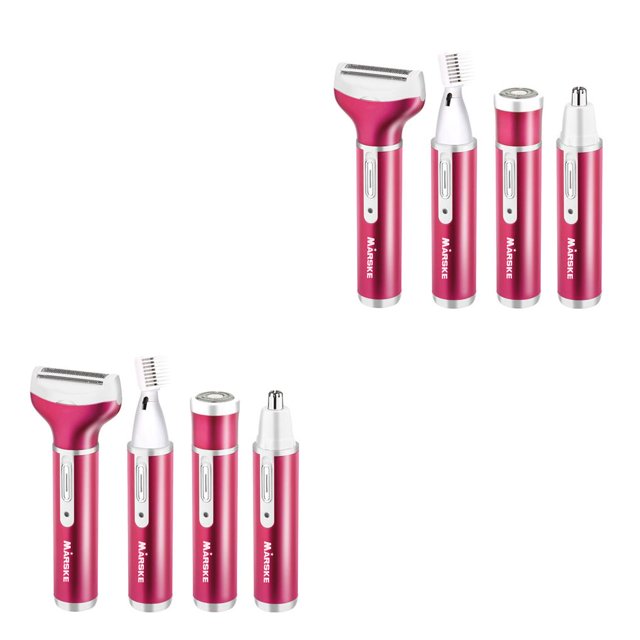 Minnieouse Afeitadora 4 en 1 para mujer, depiladora indolora, máquina de afeitar, cara, barba, cejas, nariz, recortadora, cuerpo, Púrpura 2piezas Minnieouse CBP065799