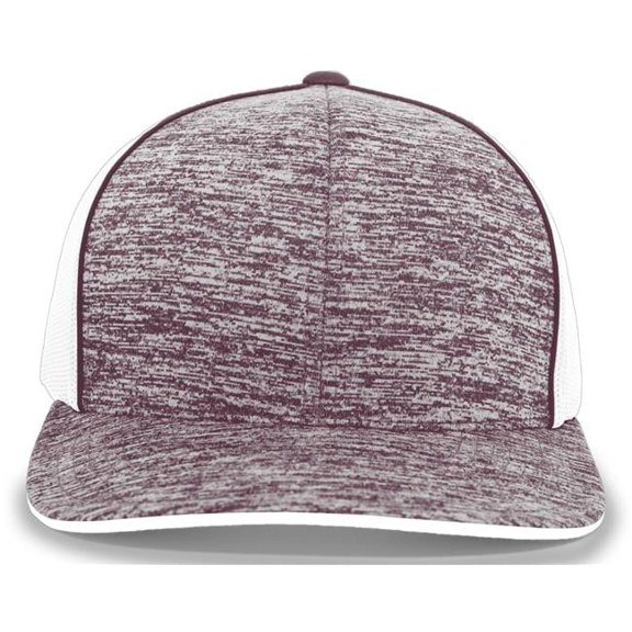 Aggressive Heather Trucker Snapback Cap, Maroon Heather & White - One Size