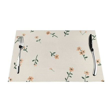 

Delicate Floral Pattern PVC meal mat dining table mat PVC washable woven vinyl meal mat Insulation top meal mat Table mat Natural color