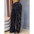 thumbnail image 4 of Women High Waisted Jeans Y2k Trendy Hollow Out Wide Straight Leg Cutout Baggy Jeans Black & Gray M, 4 of 7