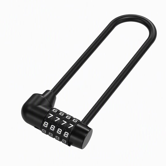 YEMNPIOS 1 Pc 6 Inch Long Shackle Combination Lock 4 Digit Waterproof Padlock Resettable Black