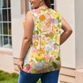 thumbnail image 3 of GIPQJK Womens Tank Tops Plus Size V Neck Sleeveless Workout Tank Top Loose Fit Floral Print 2025 Summer Workout Tank Top with Pockets,Yellow 2XL, 3 of 5