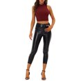 thumbnail image 2 of MODA NOVA Juniors Mock Neck Sleeveless Keyhole Back Glittery Cropped Tank Top, 2 of 5