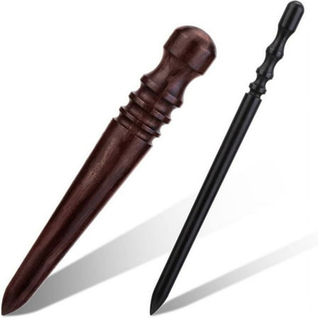 Leather Edge Burnish Kit 2 PCS Ebony Wood Leather Burnisher Tool, Leather Edge Slicker Burnisher, Leather Craft Tool