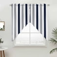 thumbnail image 5 of Navy Blue Gray Striped Kitchen Window Curtains, Swag Curtains Valance for Bedroom Living Room Bathroom, Farmhouse Stripe Art Rod Pocket Window Treatment Curtain Block Drapes 2 Panels 28"x36", 5 of 9