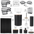 thumbnail image 2 of CERBIOR 32 Pcs Bamboo Bathroom Accessories Sets with Shower Curtain& Shower Caddy, Irregular Stripe Design Complete Set Bathroom Decor Vanity Countertop Accessory Set, Black, 2 of 8