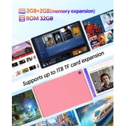 Android Tablet, 10 inch Android 14 Tablet, Quad-core CPU, RAM 4GB(2G+2G), ROM 32GB (Up to 1TB), 800x1280 IPS, WiFi 6, 2MP+2MP, 6000mAh, Pink