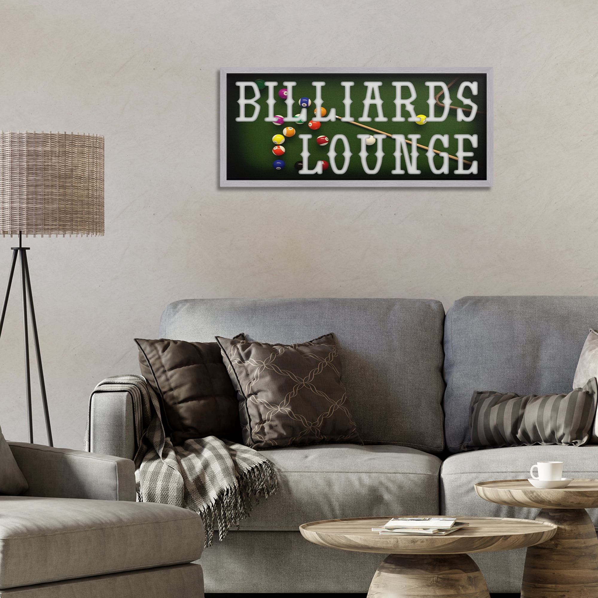 Stupell Industries Billiards Lounge Recreation Gray Framed Giclee Art, design by Marcus Prime