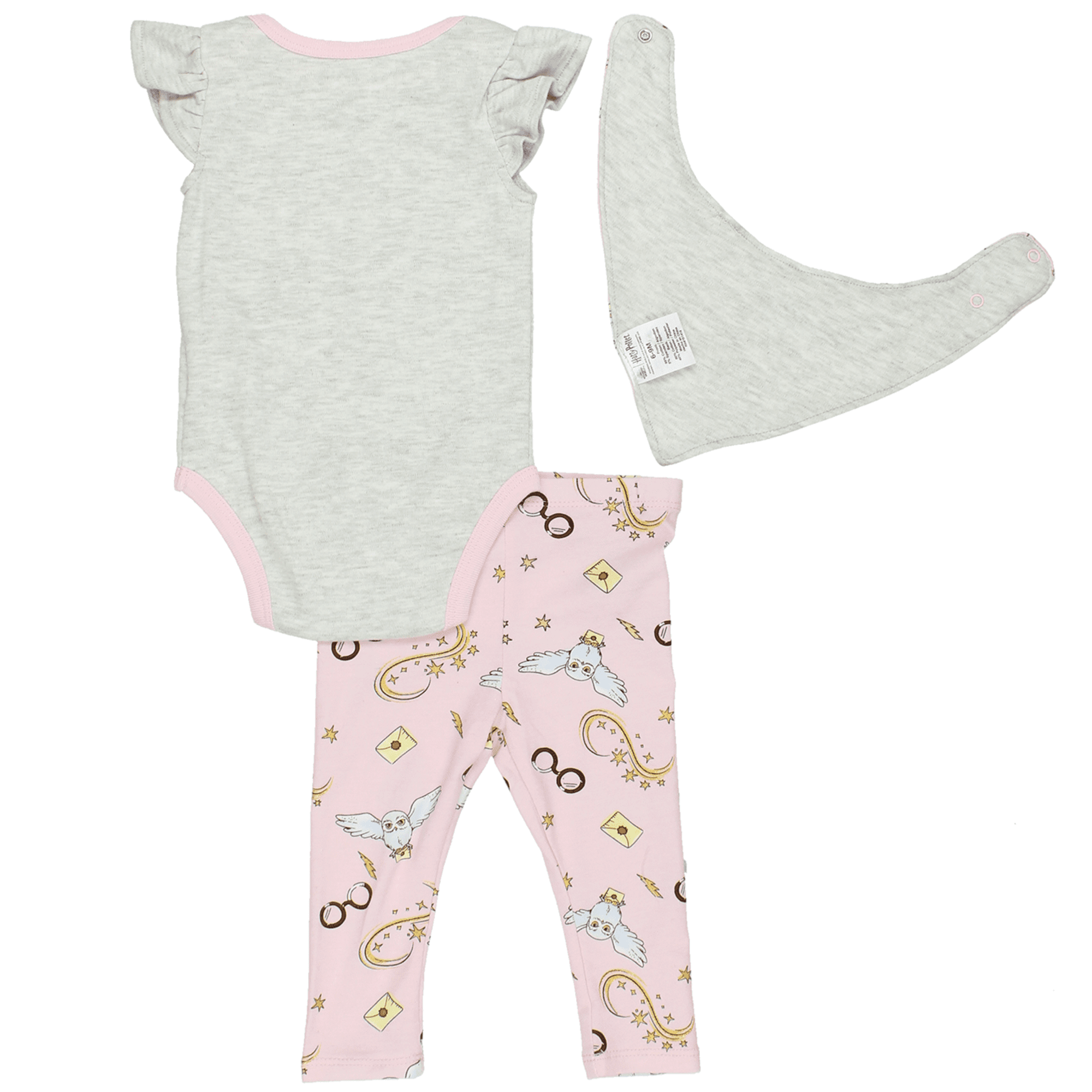 Harry Potter Infant Baby Girls One Piece Bodysuit with Pull-on Pant Bib Set HPG200