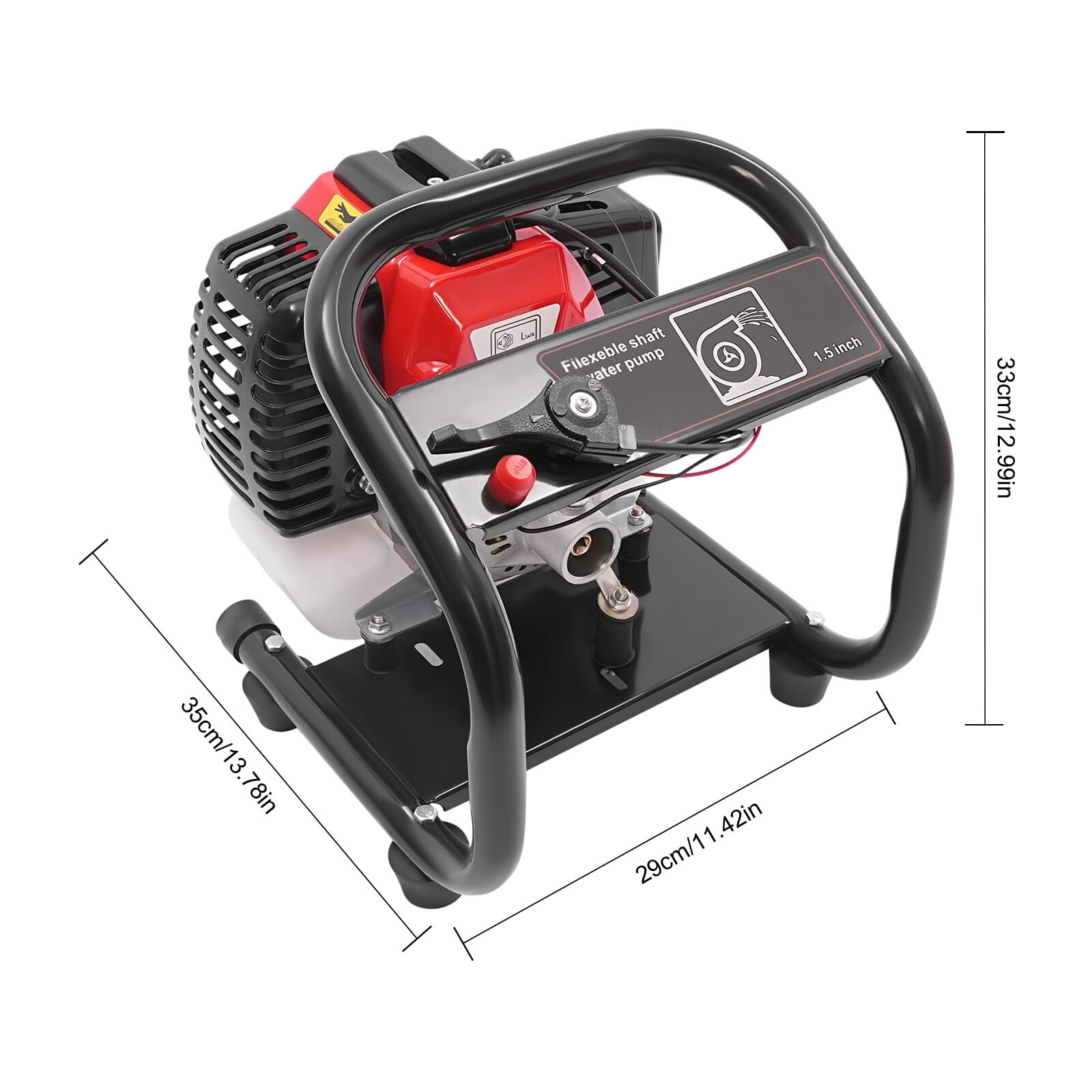 2 Stroke Portable Gasoline Water Pump 1.5" Gas-Powered Water Transfer Pump Flex Shaft