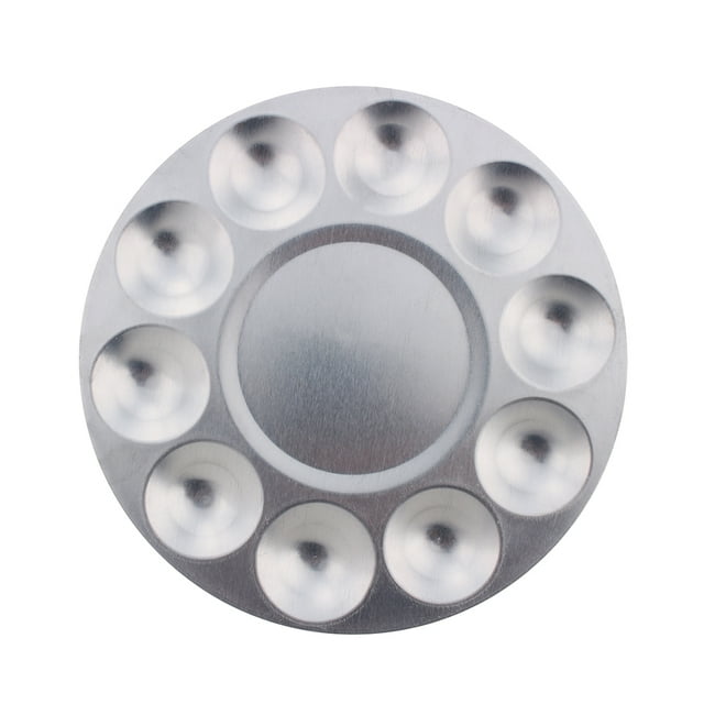 paleta de pintura circular 2pcs con 10 pocillos Bandejas redondas de aluminio para arte profesional, acrílico o dibujo a base de agua o pintura al óleo tapa godete Higoodz Artesanía