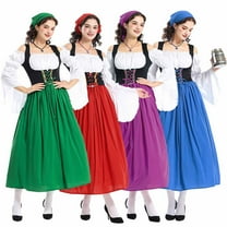 Jsaierl Women's Oktoberfest Dress Retro Medieval Victorian Gothic Maxi Dresses Adult Costumes Party Steampunk Ball Gown Halloween Costumes