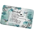 thumbnail image 3 of Teal Floral Bird Bath Mats Daisy Flower Hummingbird Bathroom Rug Inspirational Quote Motivational Words Rustic Farmhouse Plant Country Turquoise Blue Bedroom Kitchen Indoor Floor Carpet 16x24 in, 3 of 4