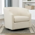 thumbnail image 2 of Infinity White Linen Fabric Upholstered Modern Swivel and Rocker Barrel Chair, 2 of 8