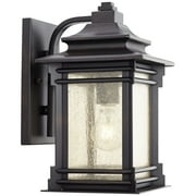 Franklin Iron Works Hickory Point Rustic Farmhouse Outdoor Wall Light Fixture Walnut Bronze 12 Frosted Cream Glass for Post Exterior Barn Deck House