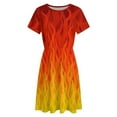 thumbnail image 4 of Red Orange Yellow Burning Flames And Fire Dress Fashion Beach Short Sleeve Dresses Female Party Printed Sundress, 4 of 7