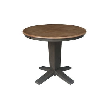 36" Solid Wood Round Top Pedestal Dining Table with 12" Leaf - 30.1"H