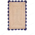 thumbnail image 1 of Scalloped Jute Rug, Scallop Rug, Boho Jute Rug, Natural Jute Rug, Bohemian Area Rug, Jute Scallop Rug, Handwoven Jute Rug, Custom Size Rug (Navy Blue, 2.5x20 ft), 1 of 8