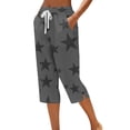 thumbnail image 3 of VBVC Women's Drawstring Star Capri Pants, Loose Knee Length Cropped Trousers For Women, Ladies' Summer Lightweight Lounge Pants with Pockets,Gray,S-2XL, 3 of 6