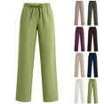 thumbnail image 5 of Womens Wide Leg Pants Casual Flowy Crepe Trousers Free Relaxed Fit Work Business with Pockets, 5 of 9