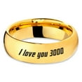 thumbnail image 2 of Tungsten I Love You 3000 Engraved Quote Band Ring 7mm Men Women Comfort Fit 18k Yellow Gold Dome Polished, 2 of 4