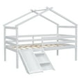 thumbnail image 3 of Miniyam Twin Size Low Loft Bed with Slide for Kids, House Roof Frame, White, 3 of 6