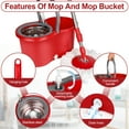 thumbnail image 5 of Spin Mop and Bucket with Wringer Set, 360° Spinning Mop Bucket System with 3 Microfiber Mop Replacement Heads and 61" Stainless Steel Adjustable Handle for Floor Cleaning (20QT), 5 of 7