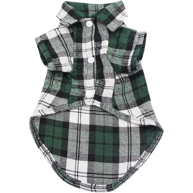 Camisa a Cuadros para Perros, Ropa a Cuadros para Gatos Camisa Suave y cómoda (S, Verde)