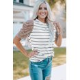 thumbnail image 3 of ABPHQTO Camiseta de mujer a rayas con mangas volantes y leopardo, 3 of 5