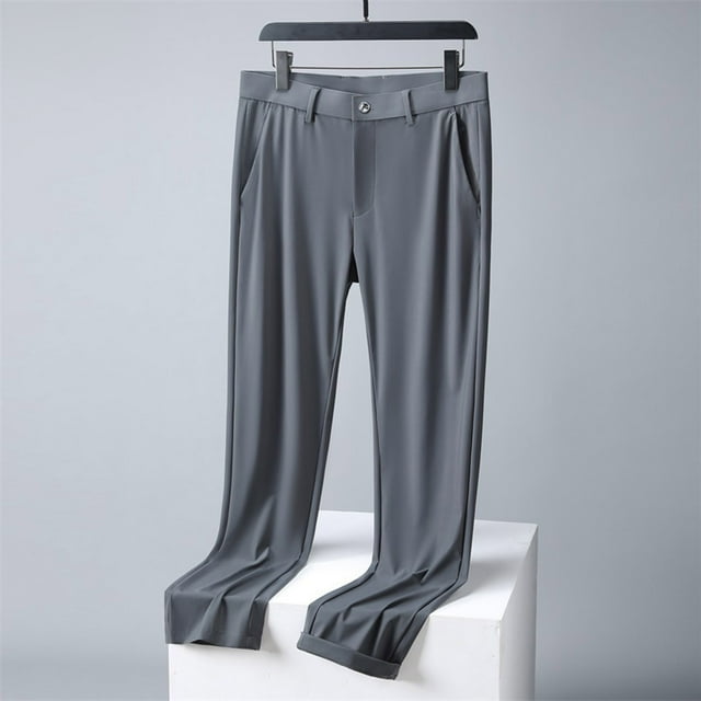 ylioge Dress Pants for Men with Pockets Lightweight Straight Leg Business Work Trousers Quick-Drying Solid Color Mid Waisted Cooling Workout Golf Pant