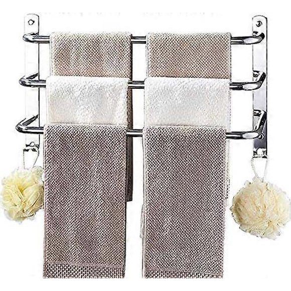 Towel Rack Bathroom Wall Mounted Towel Bars Stainless Steel Towel Shelf Waterproof Towel Rack Bars Door with Hook (53CM, Chrome) WddnAot