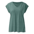 thumbnail image 3 of CAIVO Women's Shirts Solid Color Short Sleeve Oversized Casual V-Neck Fashion Tops Summer Blouse Leisure Back To School Dailywear, 3 of 3