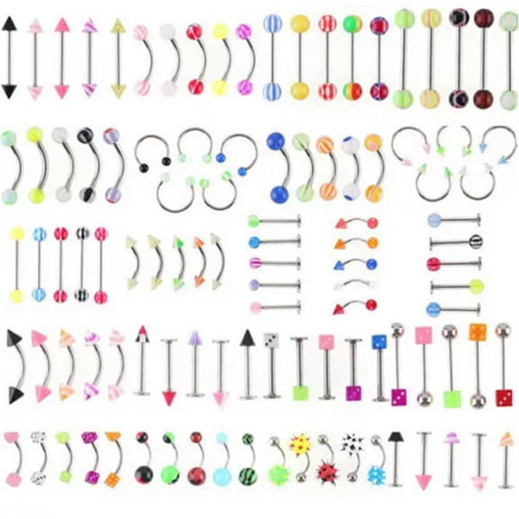 HOOUN 105Pcs Wholesale Bulk lots Body Piercing Eyebrow Jewelry Belly Tongue Bar-Ri-qy_-B