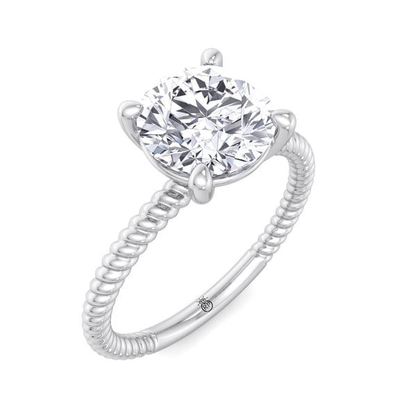 Camigos - Twisted Rope Band Round Cut Moissanite Lab - Diamond Solitaire Engagement Ring